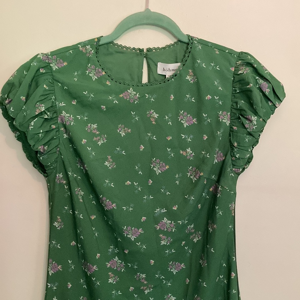 Bohme Ellianna Green Floral Maxi Dress Formal Wedding Guest Summer Vacation - Picture 6 of 13